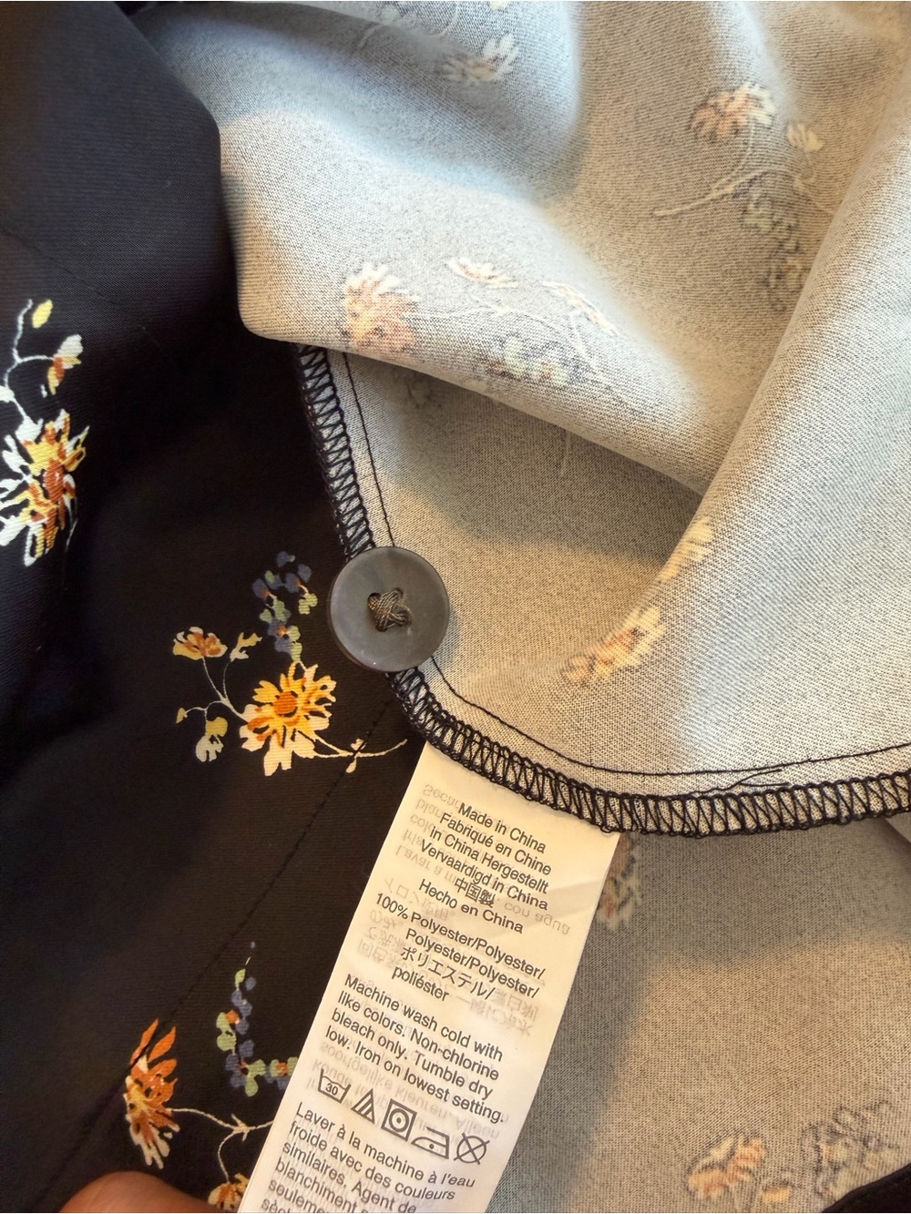 NWT Madewell Black Midi Skirt with Yellow and White Floral Print and buttons - Picture 7 of 7